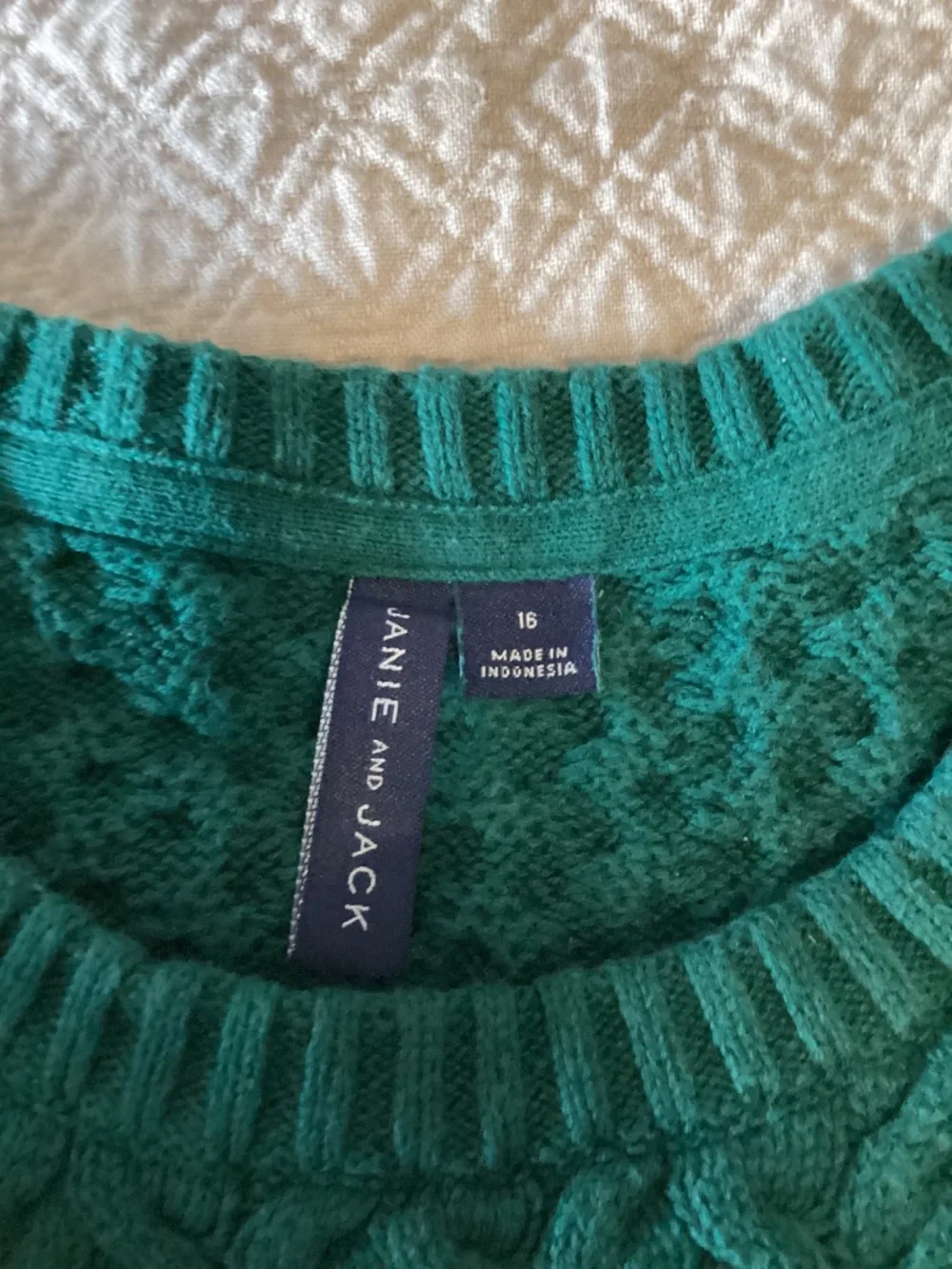 Janie and Jack boys size 16 green cable knit sweater